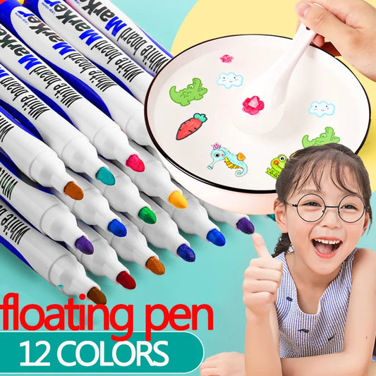 8/12 Colors Magical Water Floating Student Painting Brush  Whiteboard Markers Pen Suspension Kids Educational Painting Pen Toys